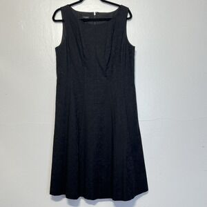Talbots Dress Womens 14 Black Textured Sleeveless Fit & Flare Little Black Dress